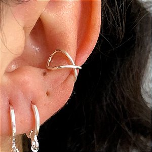 Piercing fake 2 fios cruzado banhado a prata