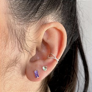 Piercing fake 2 fios cruzado banhado a prata