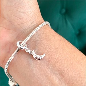 Berloque meia lua pequena banhado a prata