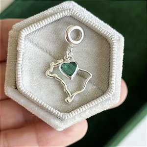 Berloque meu país Brasil banhado a prata