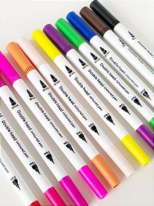 Canetas 2 pontas Brush Pen e Ponta fina