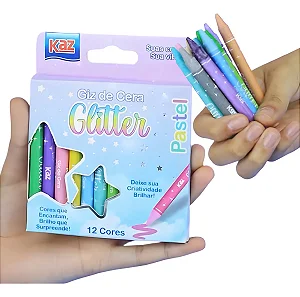 Giz De Cera C/ Glitter P/ Colorir - 12 Cores