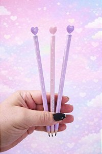 Combo 3 Lápis Cute Coração Pastel | Lápis Fofo Escolar Papel Adicionar aos favoritos