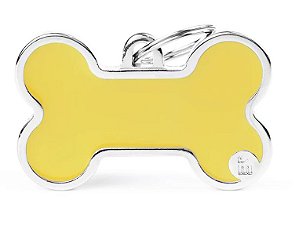 Plaquinha de Identificação Osso Amarelo Esmaltado - MyFamily