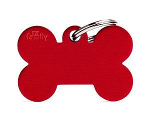 Plaquinha de Identificação Osso Vermelho - MyFamily