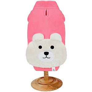 Blusa Microsoft Rosto Ursinho 3D Rosa - Bonito pra Cachorro - 911385