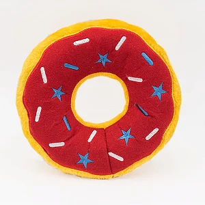 Brinquedo Pelúcia Donuts Jumbo Vermelho com Apito 30cm - ZippyPaws