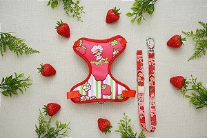 Conjunto Peitoral e Guia Moranguinho Rosa - Oh My Dog