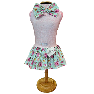 Roupa para Cachorro Vestido Floral com Laço G - Bonito pra Cachorro