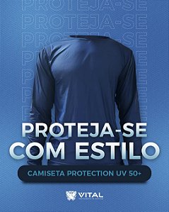 Camiseta com Proteção UV50+ Azul Marinho