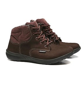 Botina Cadarço Nobuck Marrom Femme Bpf Bracol Ca 40872