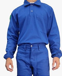 Camisa Brim Leve Azul Royal Manga Longa