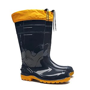 Bota De Pvc Cano Longo Preta Com Polaina Ca 37455