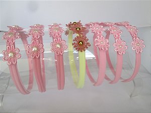 Tiara Faixinha Flores Bordadas