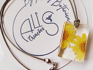 Colar Crisântemo Amarelo Retangular