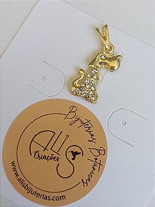 Pingente Dog Cravejado Dourado