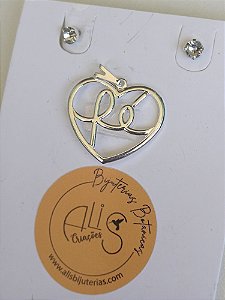 Pingente Fé Prata c/ Brinco