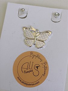 Pingente Borboleta Prata c/ Brinco