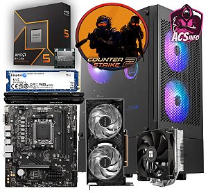 PC Gamer AMD Ryzen 5 9600x + RTX 5060 TI 8GB + 32GB DDR5 + SSD 1TB NVME + B650M
