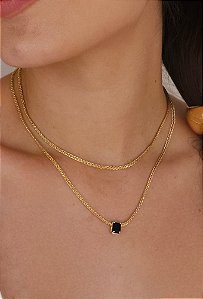 CONJUNTO TRANÇADO COM PEDRA ÔNIX