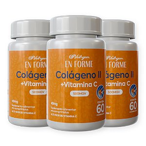 Colágeno Tipo II + Vitamina C - Kit com 03