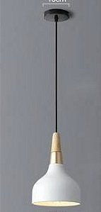 Luminária Pendente Moderna de Teto com detalhe de Madeira tipo Gota