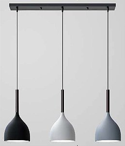 Luminária Pendente Triplo em Linha Vintage de Teto