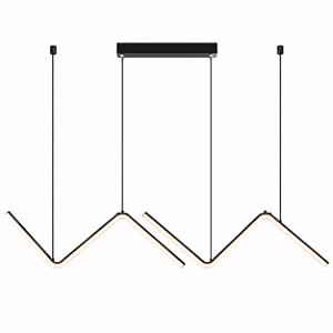 Luminária Pendente LED Zig Zag Triângulo 32W Preta Bivolt 3 Tons de Luz 90cm
