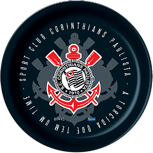 Prato Papel Redondo  Festa Time Corinthians 18cm c/8 unid. Festcolor / Mais Festa