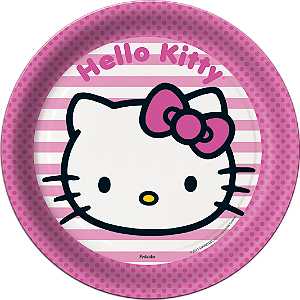 Prato Papel Redondo Festa Hello Kitty 18cm c/8 unid. Festcolor / Mais Festa