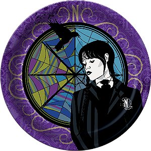 Prato Papel Redondo Festa Wandinha 18cm c/8 unid. Festcolor / Mais Festa