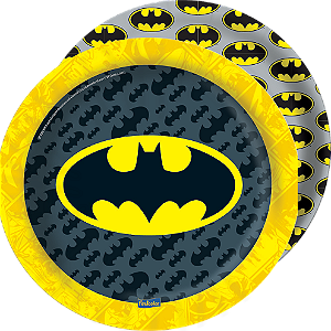 Prato Papel Redondo Festa Batman 18cm c/8 unid. Festcolor / Mais Festa