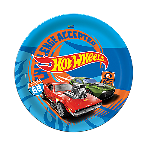 Prato Papel Redondo Festa Hot Wheels 18cm c/8 unid. Festcolor / Mais Festa