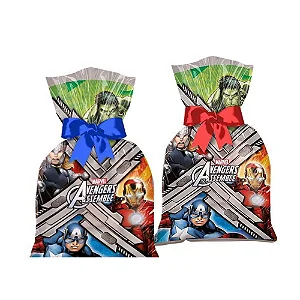 Sacola Surpresa p/ Lembrancinhas 14cm x 27cm Avengers / Vingadores c/12 unid. Regina / Mais Festa