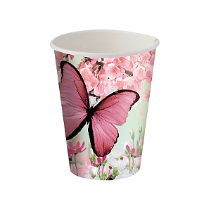 Copo de papel  200ML Jardim das Borboletas C/08 - FESTCOLOR  Mais Festa