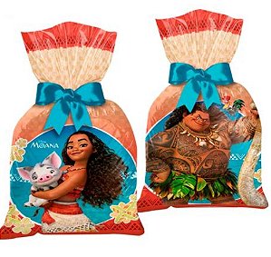 Sacola Surpresa p/ Lembrancinhas 14cm x 27cm Moana c/08 unid. Regina / Mais Festa