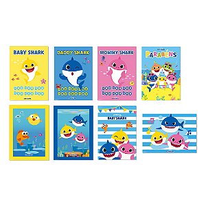 Cartaz Decorativo Festa Baby Shark 25x35 C/8 Unid. Cromus/Mais Festa