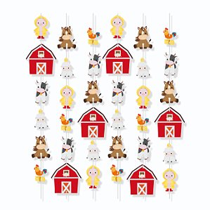 Cortina Decorativa Fazendinha C/ 6 Cordões Com 36 Peças/Cromus