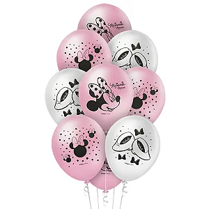 Balão Látex Minnie Mouse Rosa 9" C/25 Unidades (118883.6)