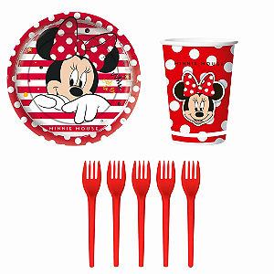 Kit Festa Minnie Red - 08 Copos, 08 Pratos + Brinde