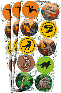 Adesivo Redondo Dinossauros C/30 Unidades (117462.2)