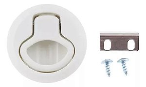 Puxador Trinco Náutico Redondo Nylon 61x35mm S/ Chave Branco