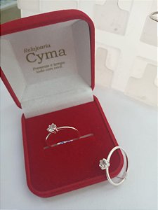 Anel Solitário em Prata 950, Pedrinha Zirconea Branca Transparente de 2,00mm , Altrura médio da Coroa 4mm - Peso médio 1,3 Grama