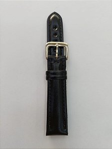 Pulseira em Couro Legítimo, Lisa,  Costurada Cor Preta - Nº 10 ao Nº 24