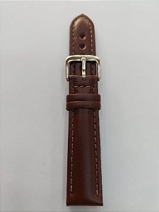 Pulseira em Couro Legítimo Lisa, Costurada, Cor Marrom - Nº 10 ao Nº 24