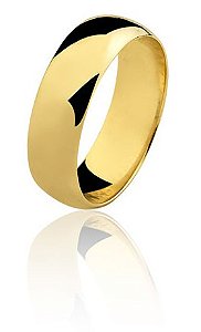 Aliança em Ouro 18k Amarelo,  Abulada, Acabamento Liso, Altura: 1,2mm, Largura: 6mm, Peso Médio: 4,70 gramas, Ref.: RC 205