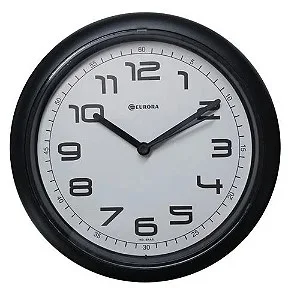 RELOGIO PAREDE EURORA 26X26X5 CM REDONDO LISO - 6517 PRETO