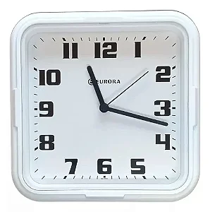 RELOGIO PAREDE EURORA 24X24,5X5 CM QUADRADO LISO - 6540 BRANCO