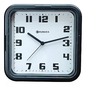 RELOGIO PAREDE EURORA 24X24,5X5 CM QUADRADO LISO - 6540 PRETO