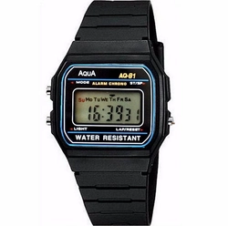 Relógio de Pulso digital Aqua AQ 81 Preto Série Azul